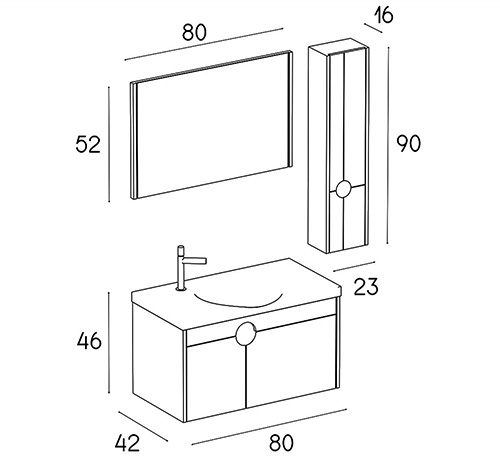 Wood and PVC vanity cabinet model D-8009